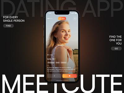 MeetCute - Dating Mobile App Design app interface clean date dating app design meetcute mobile app online photo social tinder ui ux