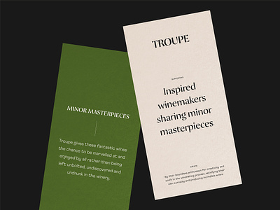 Troupe - Inspired winemakers brand branding graphic design graphics layout logo paper print typography visual identity wine winemaker