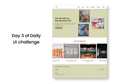 Day 3 #DailyUI landing page art gallery da dailyui landing page ui