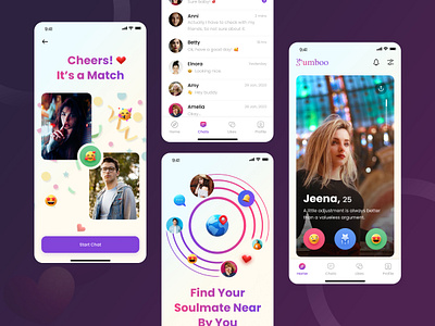Dating App 3d animation branding clean ui dating app graphic design logo love mobile app social network ui ux design vector