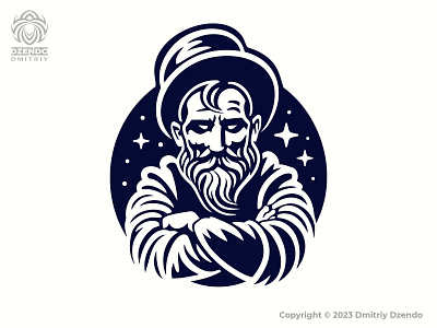 Wise Wizard Logo beard branding fantasy hat logo logotype magic old man sorcerer wizard