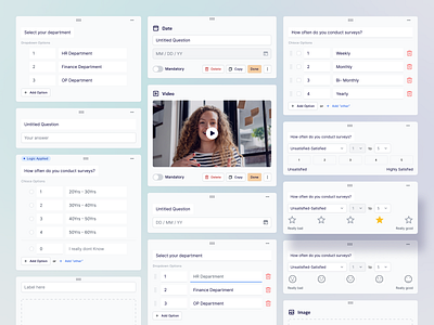 'No-Code' Survey Builder Widgets builder choice components feedback form form field input option product design rating survey ui ux web widgets