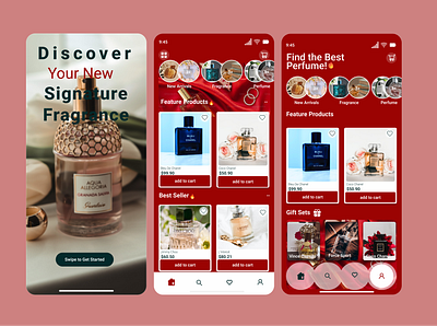 Perfume e-commerce mobile App branding ui