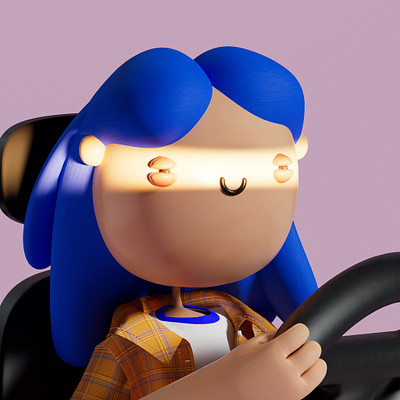 Driving without sunglasses 3d 3d illustration car character character design cinema 4d curtoon cute driving funny illustration girl illustration