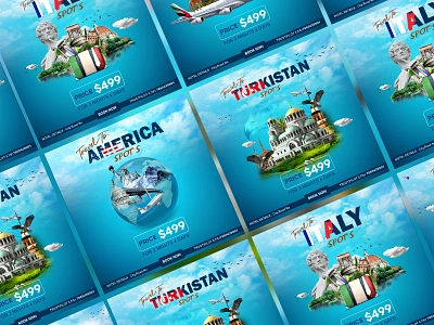 Travel Social Media Advertising Banner Design ads advertising america banner design dubai illustration italy manipulation socialmedia tour tourism travel travelagent travelblogger turky ui