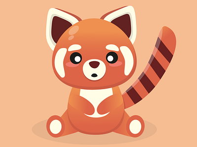 Cute red panda cartoon character cute design illustration panda red redpanda vector