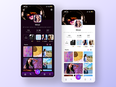 Profile Page of Photo Sharing App app design mobile app photo sharing app profile page social media ui uiux