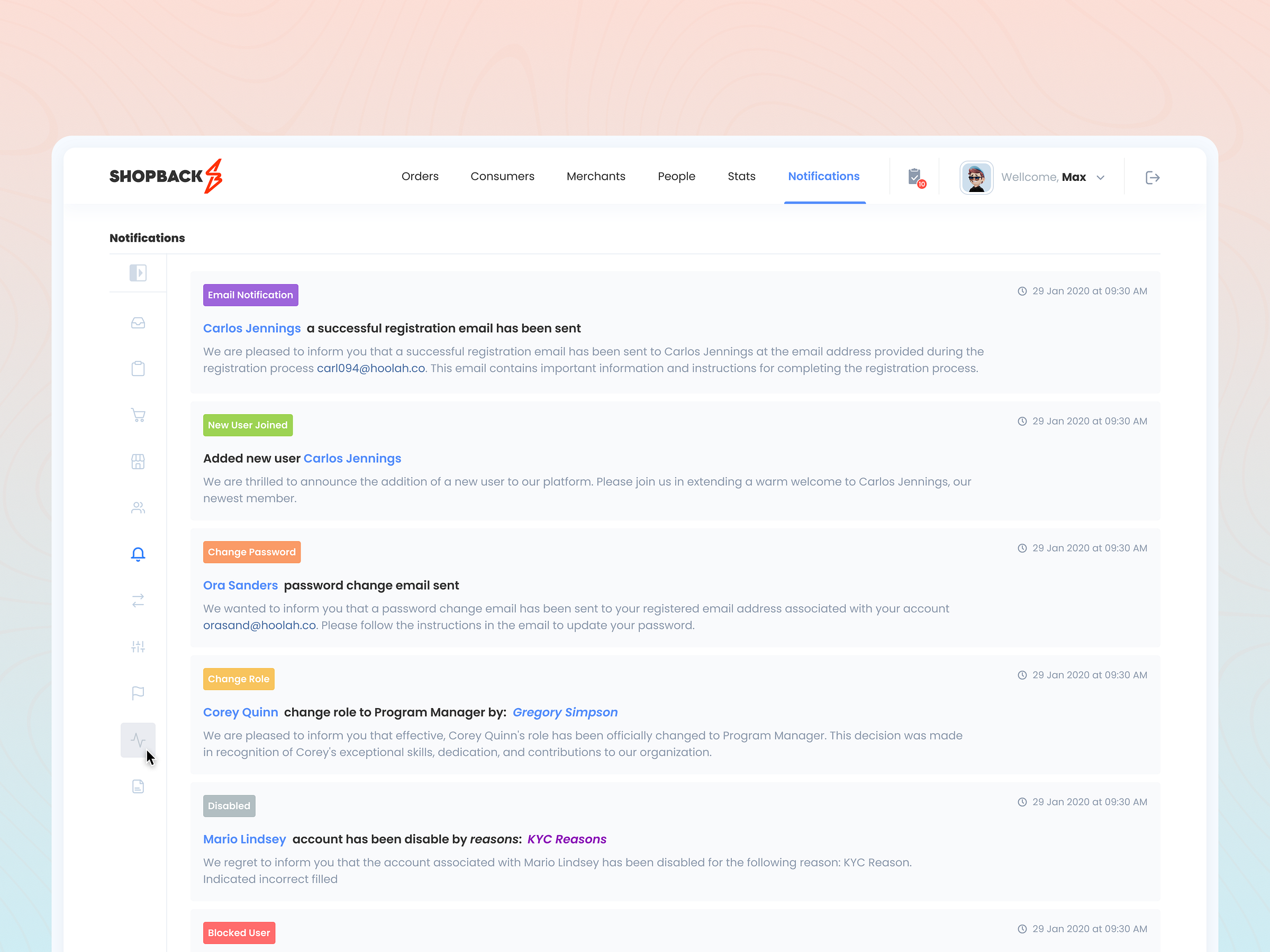 Notification page by MaxZ on Dribbble