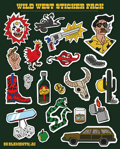 Wild West Sticker Pack assets design graphic design illustration mockup psd sticker sticker set vector