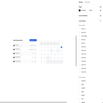 Responsive Calendar Component in Figma charts components design system figma interface layout layout wrap mobile responsive design ui ui kit ux variables web design