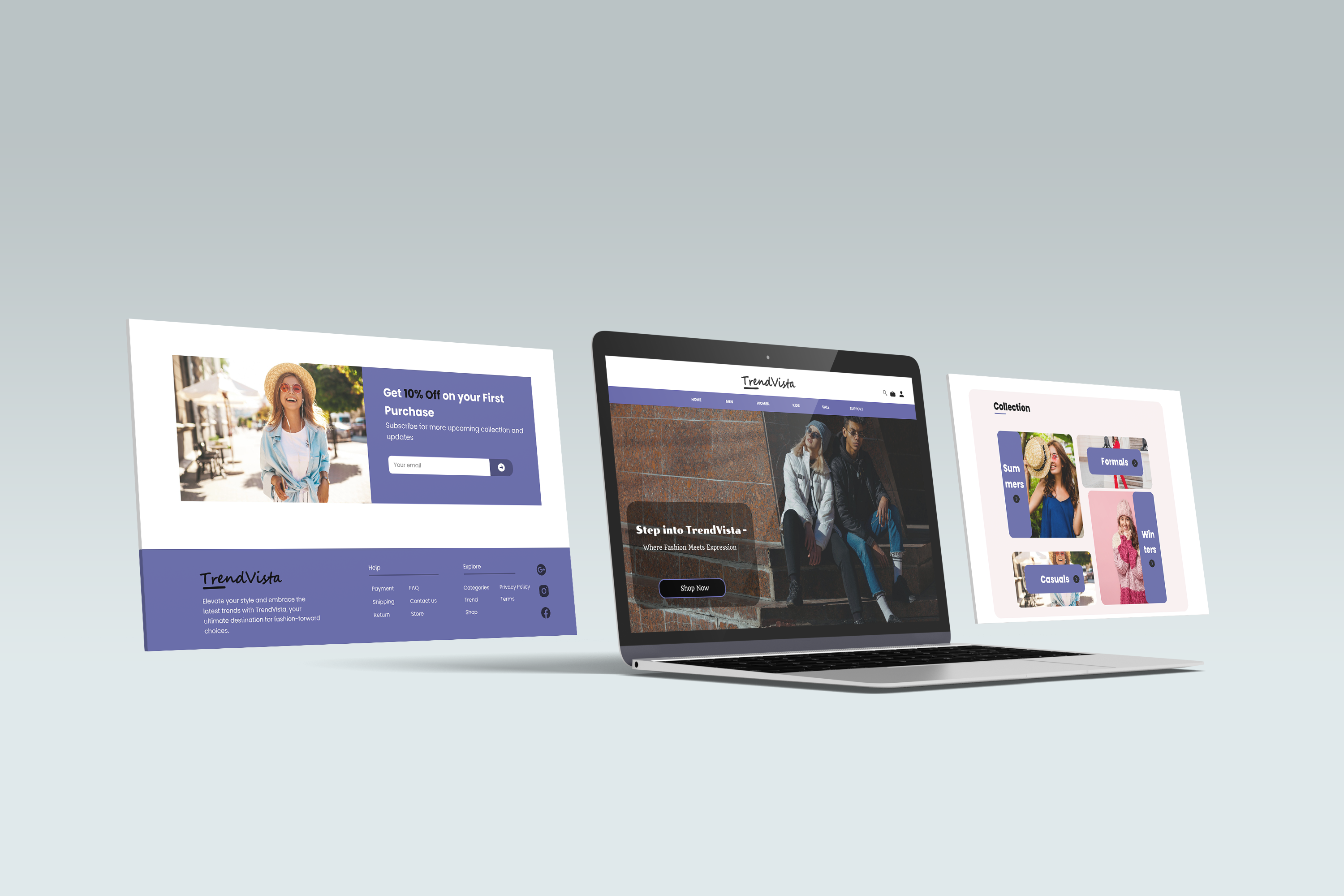 TrendVista branding eccomerce fashion graphic design logo motion graphics ui