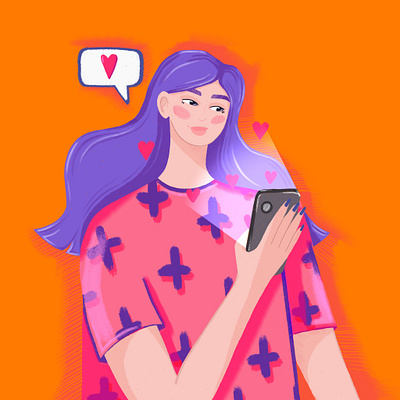 Text me, call me character digital illustration lifestyle