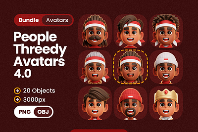 INDONESIAN PEOPLE 3D AVATARS avatar bald boy character design female illustration man metapeople people woma