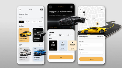 Car Rental App 3d animation app branding design graphic design illustration logo motion graphics ui vector