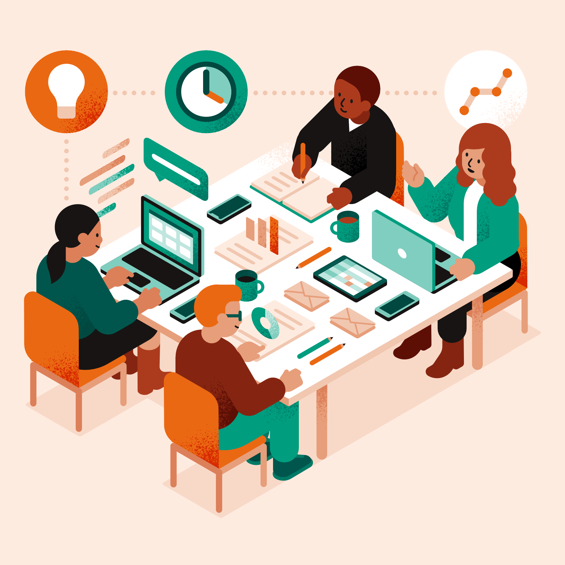 Around The Square Table isometric management meeting planning table