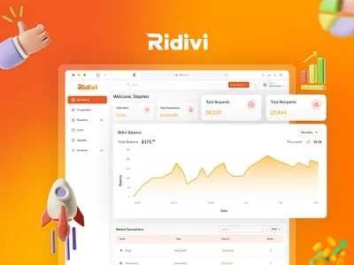 Ridivi Dashboard UX/UI Design app branding dashboard design design graphic design illustration landing page design logo typography ui ui ux design ux vector wireframes