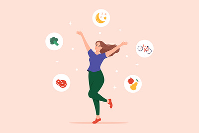 Healthy lifestyle advertising character flat healthy illustration people vector woman