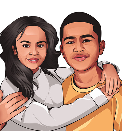 Brother And Sister Vector Portrait brothersisterimages digitalart girl graphic design illustration men vector vectorart vectorimages