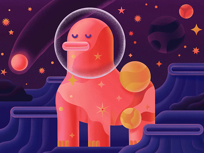 Meditation animation app character cute digital flat illustration meditation motion motion design planet relax space stars texture