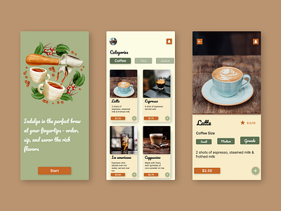 Coffee Ordering App app coffee app coffee shop design ordering app ui ui design uiux design ux