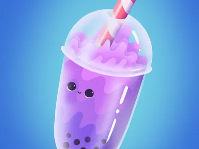 Cutie Bubble Tea 🫧 💜 character design digital art graphic design illustration procreate