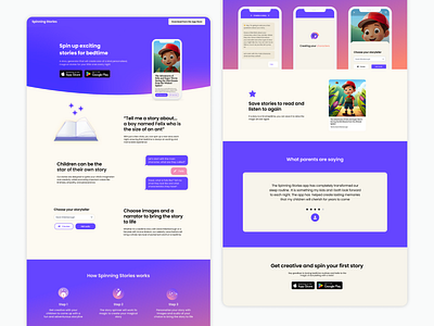 AI-driven storyteller website UI ai branding design landing page marketing site platform prototype purple brand ui user experience ux website