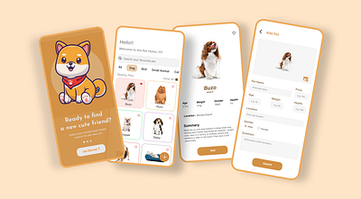 Pet Adoption App adoption app dog dog care figma mobile app pet adoption pet care petmaintenance ui ui design uiux