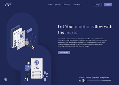 Music website landing page app branding button dailychallenge dailyui design features graphic design illustration logo music playlist songs typo typography ui ux website