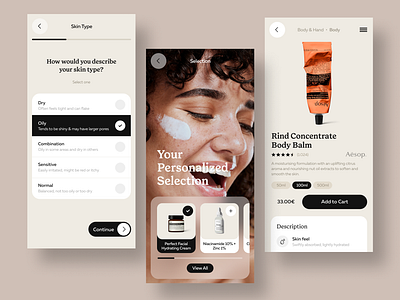Skin Care Shop mobile skin care ui webdesign