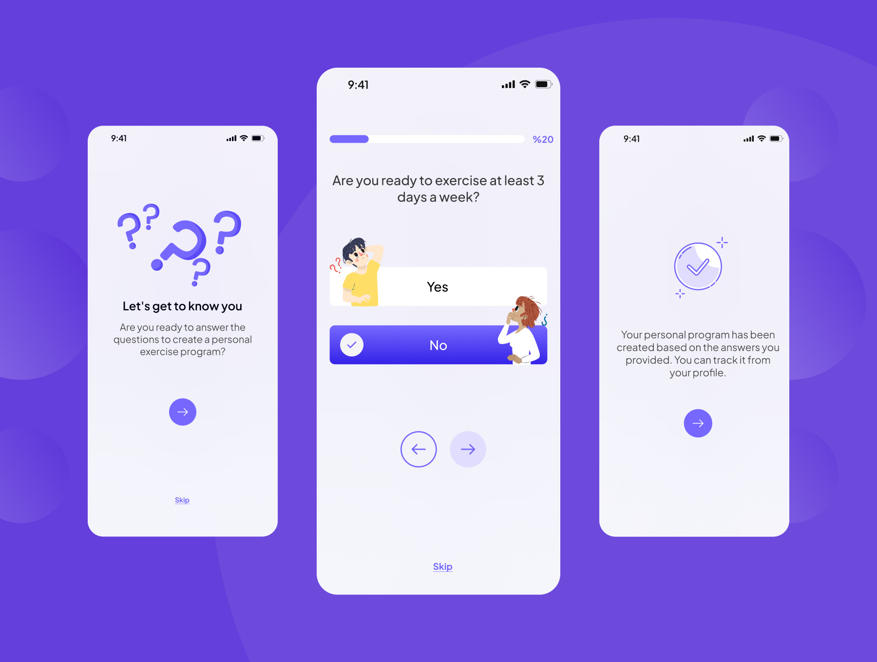 Questionnaire animation design figma ui ux