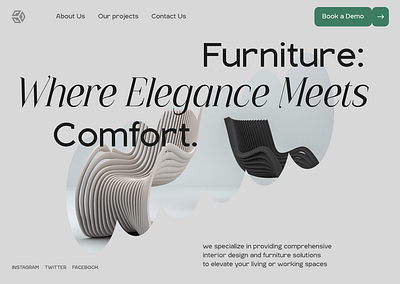 Modern furniture studio hero screen design typography ui ux webdesign