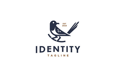 Bird Perched On A Branch Logo animal bird branding graphic design logo nature