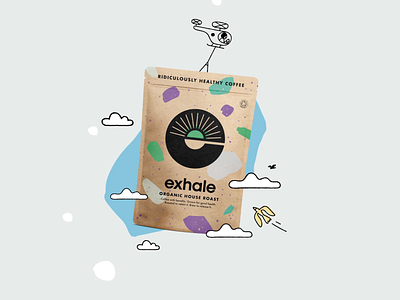Exhale Coffee air branding coffee design digital design illustrations motion packaging sky