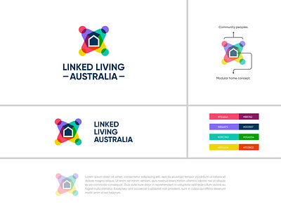 LINKED LIVING AUSTRALIA Logo Design abstract logo branding colorful design flat graphic design home icon illustration logo logodesigner logofolio logomaker minimal modern nation prologo typography ui vector