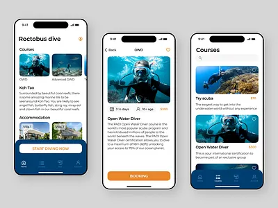 Diving center concept app design graphic design typography ui ux