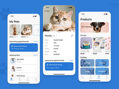 Veterinary Clinic Mobile App Concept app design graphic design typography ui ux