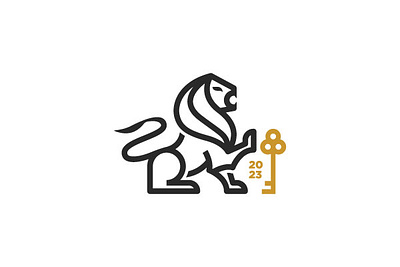 Lion Key Logo animal design key king lion logo royal