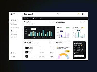 MyWallet - personal financial management tool charts dashboard finance finance management graphs personal finance research ui ux