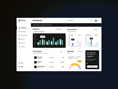 MyWallet - personal financial management tool charts dashboard finance finance management graphs personal finance research ui ux