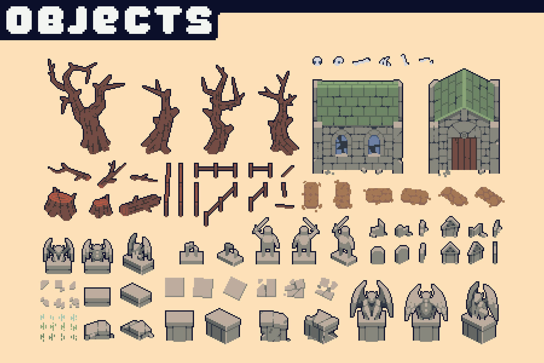 Graveyard Top-Down Tileset Pixel Art by 2D Game Assets on Dribbble