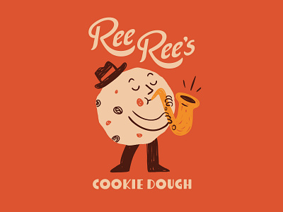 Ree Ree's Cookie Dough branding character cookie cute design flat fun graphic design illustration logo logotype mascot minimal retro shop simple vector vintage