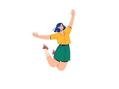 Jumping character flat girl illustration jumping modern people vector woman