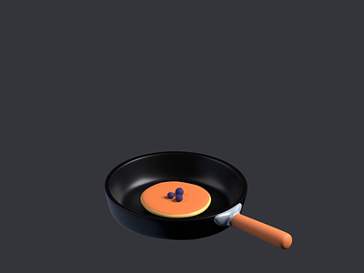3D Pan with pancake flip animation 3d animation art blender blueberry design flip food model modeling motion pan pancake
