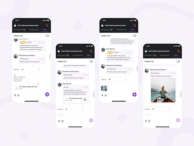 Private chat for video meeting mobile app app chat chat on meeting design mobile app mobile chat ui