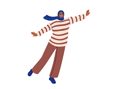 Jumping character flat hijab illustration jumping modern muslim people vector woman