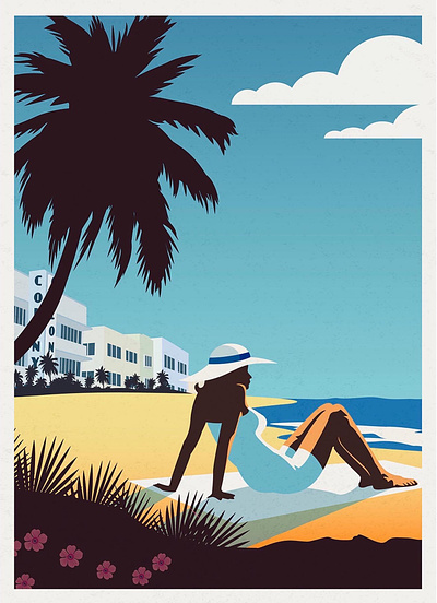 Vintage South Beach Poster 1950s 1960s design graphic design illustration poster retro south beach vector vintage