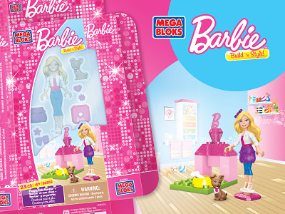 Barbie Build'n Style Packaging barbie feminine graphic design mattel packaging pink toys