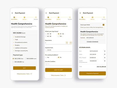 Rent payment & Insurance app design ui ui design uiux ux