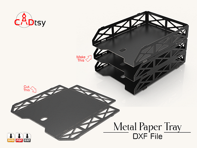 Industrial Elegance: Metal Stackable Paper Tray DXF File 🔥 designinnovation