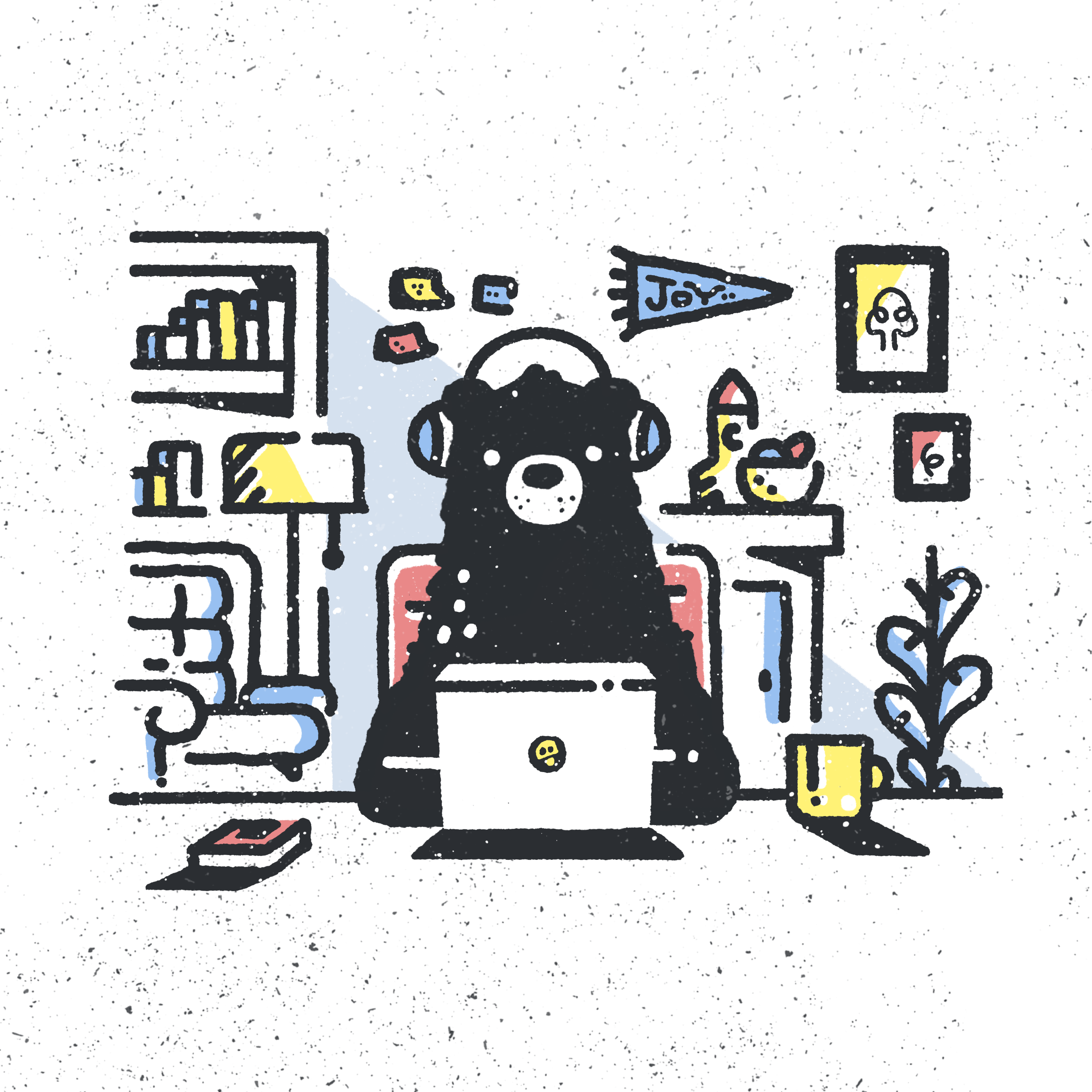 Workspace animal bear bears developer grizzly hacker home office illustration laptop office procreate remote remote work workspace